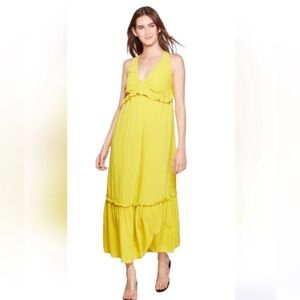 Who What Wear mustard yellow ruffle maxi dress size L
